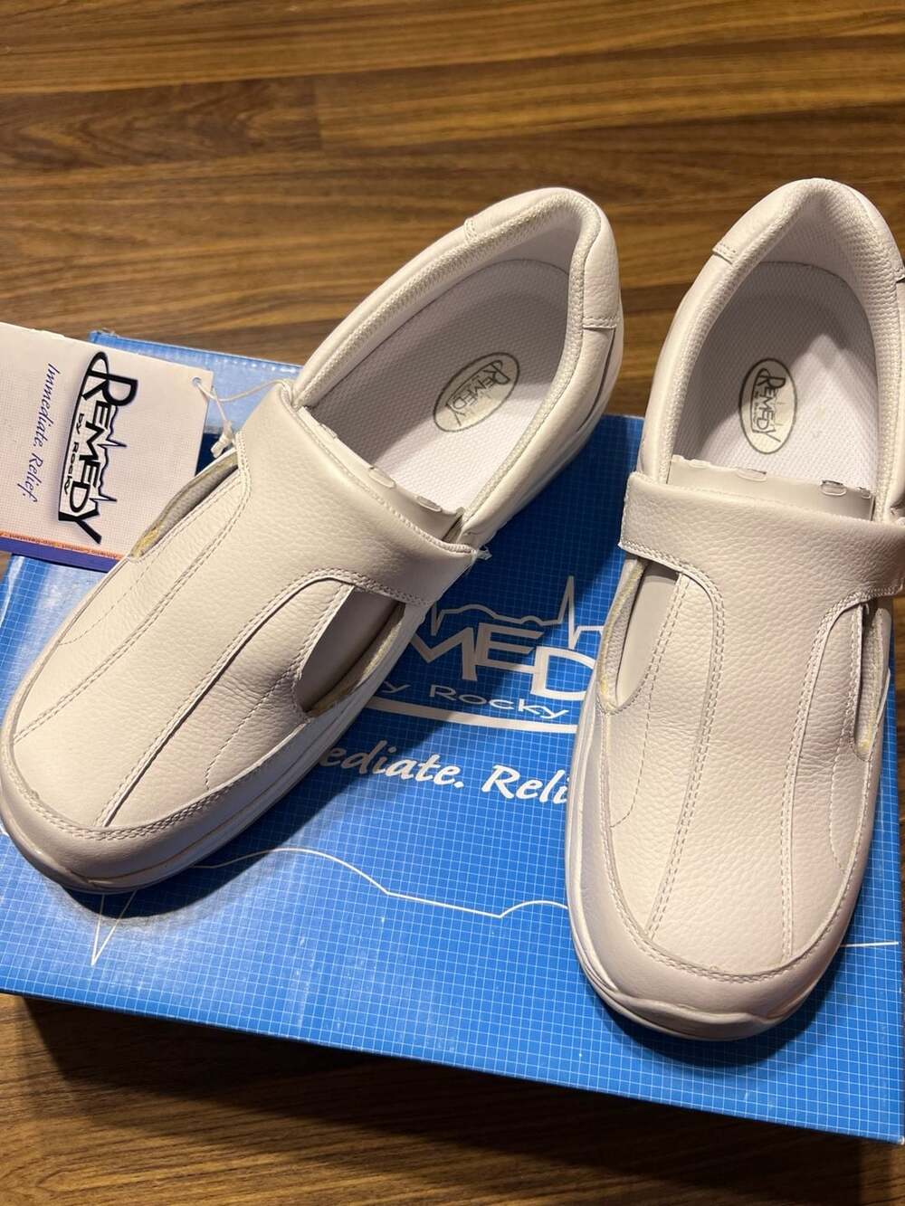 Remedy by Rocky Taos 3244 Women's White T-Strap Slip-On Shoes